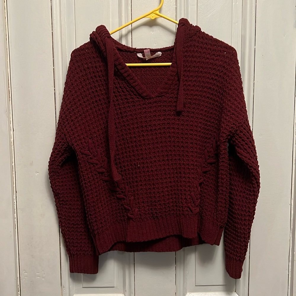 No boundaries branded crop sweater with hood